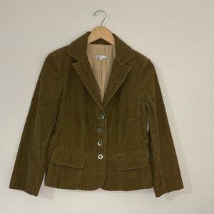 Vince Corduroy Blazer Olive Green Sz 10 Academic Y2K Layering 100% Cotton Phoebe